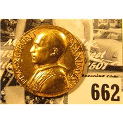 "Pivs.XII Pont.Maximvs", "1939-1958", Gold-colored Papal Medal, 25mm.
