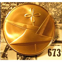 1976 Iowa American Revolution Bicentennial Bronze Medal, Stylized plow reverse, BU, 39mm.