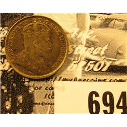 1908 Canada Five Cent Silver, VF.