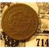 Image 2 : 1850 U.S. Large Cent, Very Good.