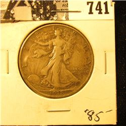 1938 D Walking Liberty Half Dollar, Fine++.