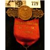 Image 3 : Badge with High grade Indian Cent, ribbon, & hangar "Oct. 1906", "Grand Chapter R.A.M. Iowa", "Signe