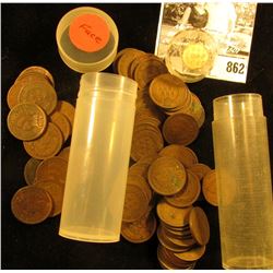 Roll of (65) Old Indian Head Cents in a plastic tubes.