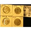 Image 1 : 1955 P, 56 P, 57 D, & 63 D  Franklin Half Dollars, all BU.