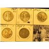 Image 1 : 1940P EF, 41D AU, 42P EF, 43P Fine, & 45P Fine Walking Liberty Half Dollars.