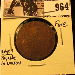 964 . 1795 Petersfield, Rule Britannia Half Penny Condor Token, Fine.