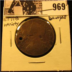 969 . (1787) Connecticut Half Penny, ETIIB variety, hole damaged.