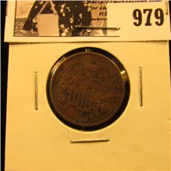 979 . 1865 Civil War Two-Cent Piece, Very Fine.