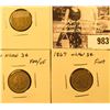 Image 1 : 983 . 1865 VG, 1866 F-VF, & 1867 Fine U.S. Three-Cent Nickels.
