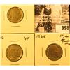 Image 1 : 998 . 1913P T. 1 Fine, 1916 P VF, & 1925 P EF (with planchet chip) Buffalo Nickels.