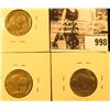Image 2 : 998 . 1913P T. 1 Fine, 1916 P VF, & 1925 P EF (with planchet chip) Buffalo Nickels.