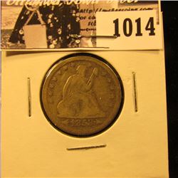 1014 . 1853 Arrows & Rays Seated Liberty Quarter, Fine.