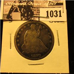 1031 . 1870 S U.S. Seated Liberty Half Dollar, Good.
