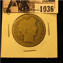 1036 . 1896 O U.S. Barber Half Dollar, AG/Fair.