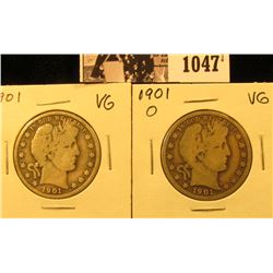 1047 . 1901 P & 1901 O U.S. Barber Half Dollars, VG.