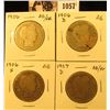 Image 1 : 1057 . Four Barber Halves grading Fair to AG: 1906 P, D, S, & 1907 D.