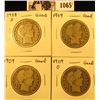 Image 1 : 1065 . 1908 S Good, (2) 09 P Good, & 09 O Good U.S. Barber Half Dollars.