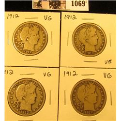 1069 . (4) 1912 P U.S. Barber Half Dollars. All Very Good.