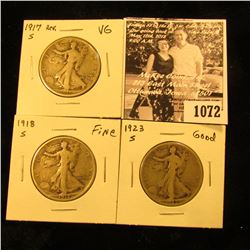 1072 . 1917 Reverse S VG, 18 S Fine, & 23 S Good U.S. Walking Liberty Half Dollars.