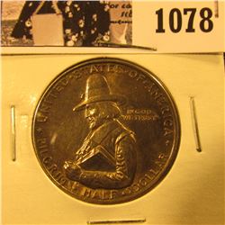 1078 . 1920 Pilgrim Commemorative Silver Half-Dollar, nicely toned AU58.