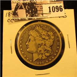 1096 . 1890 CC U.S. Morgan Silver Dollar, VG.