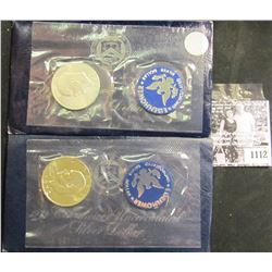 1112 . 1971 S & 1972 S Uncirculated Silver Eisenhower Dollars In Original blue Government Packaging