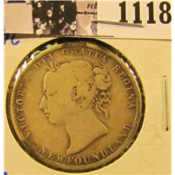 1118 . 1876-H Newfoundland Silver Half Dollar.