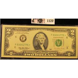1120 . Series 1995 Two-Dollar Star Federal Reserve Note In Super Crisp Condition. This Note Comes Fr