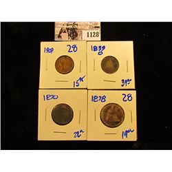 1128 . 1870 Two Cent Piece, 1839-O Seated Dime, 1878 Seated Quarter, & 1909 Indian Head Penny