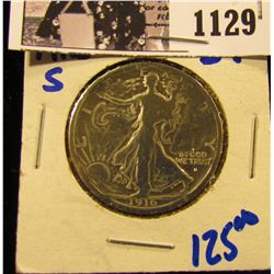 1129 . 1916-S Walking Liberty Half Dollar