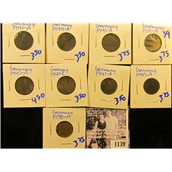 1139 . Group of German Five And Ten Pfennig Coins With Swastikas Visible On The Reverse. There are s