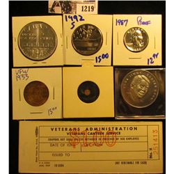 1219 . Jimmy Carter Inaugural Token; 1933 VFW Help The Kiddies Good Luck Token; Mini Penny; Veterans