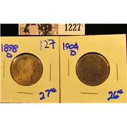 1227 . 1904-O And 1898-O Barber Quarters