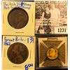 Image 1 : 1231 . 1862 British Large Cent; 1805 British Half Penny With 1805 Counter stamp; British Medal With 
