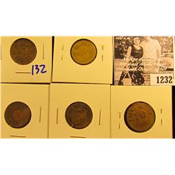 1232 . (5) Different German Beer Tokens