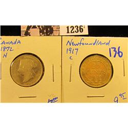 1236 . 1872-H Canadian Quarter And 1917-C Quarter From Newfoundland