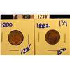 Image 1 : 1239 . 1880 And 1882 Indian Head Pennies