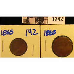 1242 . 1865 Two Cent Piece And 1865 Indian Head Penny