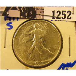 1252 . 1917-S Obverse Mint Mark Walking Liberty Half Dollar