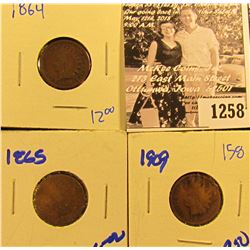1258 . 1864, 1865, & 1909 Indian Head Pennies