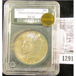 1291 . 1922-S Peace Dollar  High grade.