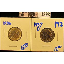 1292 . Upgrade 1937-D And 1936 Buffalo Nickels