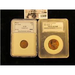 1309 . 1964-D Mint error Lincoln Cent with A planchet Clip & 2004-S Proof Texas State Quarter