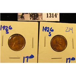1314 . (2) Keydate1926-S Lincoln Wheat Cents.
