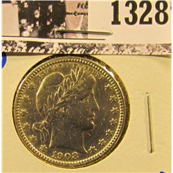 1328 . 1908-D Barber Quarter.  All The Letters In Liberty Are Visible