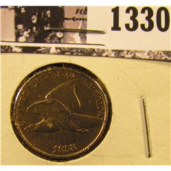 1330 . 1858 Large Letters Flying Eagle Penny.  There are lots of details visible in this coin
