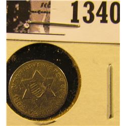 1340 . 1852 Silver Three Cent Piece