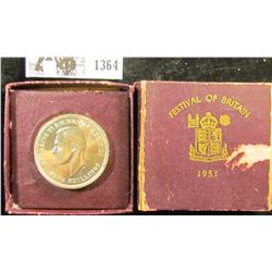 1364 . Festival Of Britain 5 Shillings Coin.  On the front is King Philip.  On the reverse Is St Edw