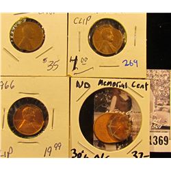 1369 . Error Coins Lot Includes: 1942 Wheat Penny With A Clipped Planchet, Off-center Memorial Cent,