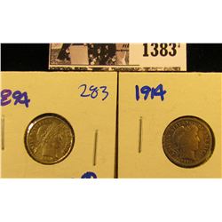 1383 . 1894 P & 1914 P Barber Dimes